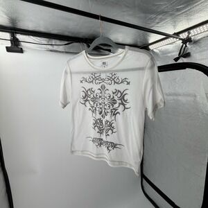 BDG Urban Outfitters White Tribal Cross Graphic Tee Y2K XL Short Sleeve Shirt